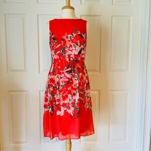 Floral Coral Sleeveless Dress